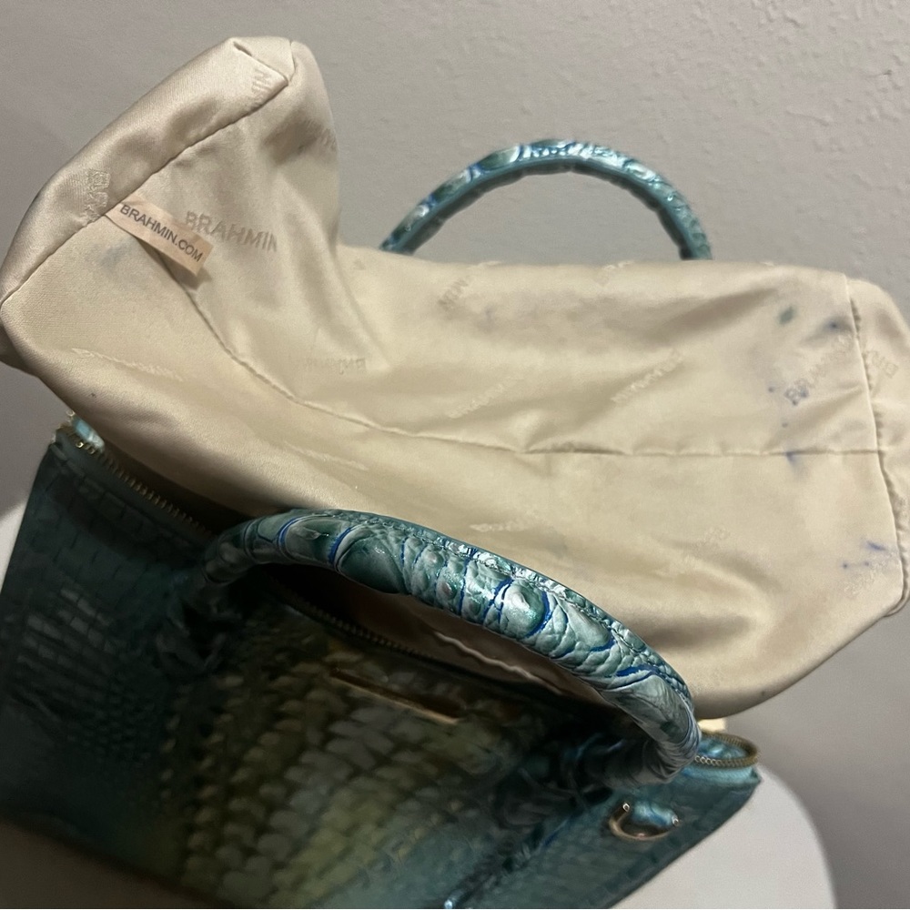 BRAHMIN CAROLINE LEATHER SATCHEL SEA FOAM Ombre Melbourne - Picture 10 of 10